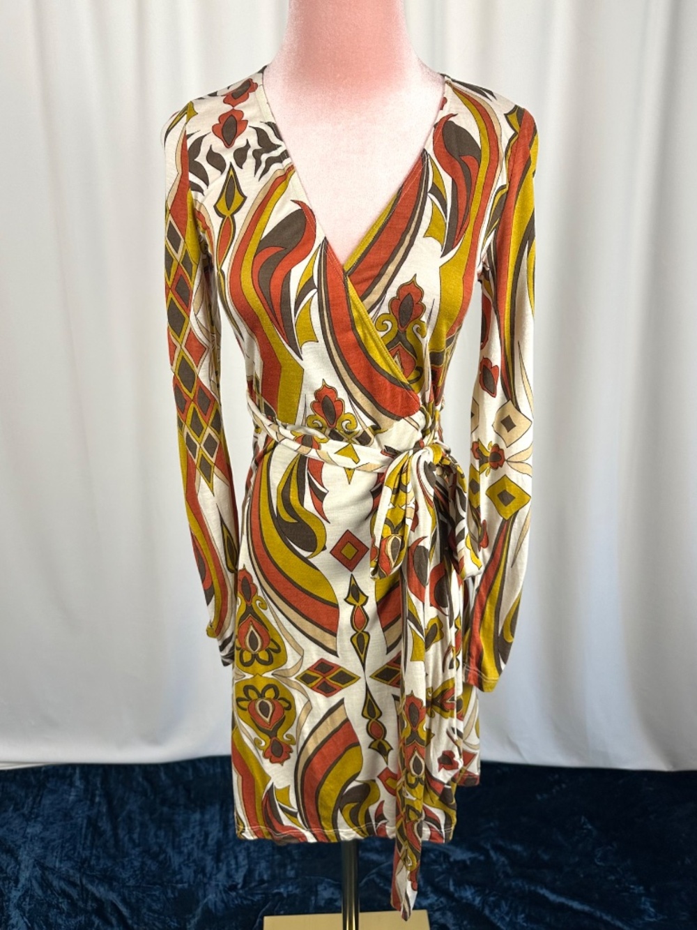 Vintage Crystal Candy USA Retro Geometric Wrap Dress XS - Picture 15 of 16